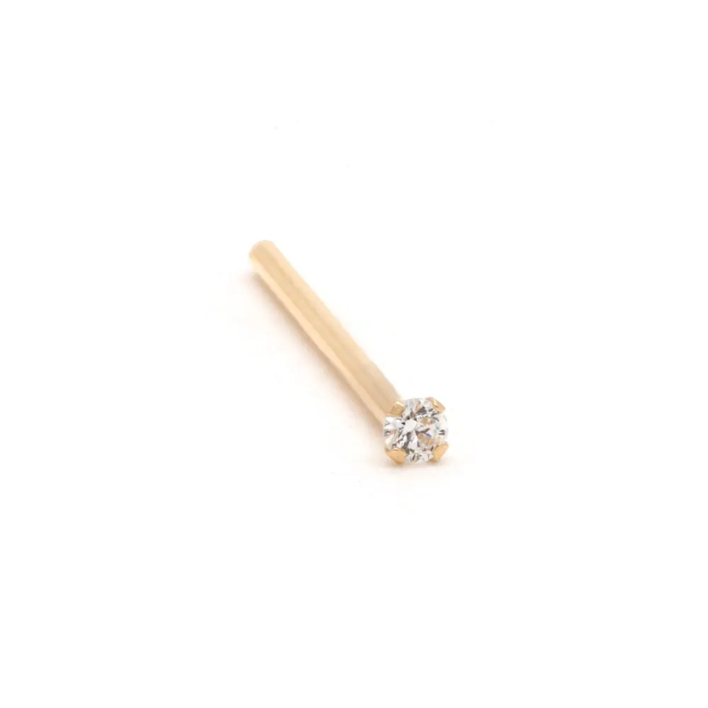 Tilum 20g 14kt Yellow Gold Nose Fishtail with 1.5mm Crystal Jewel