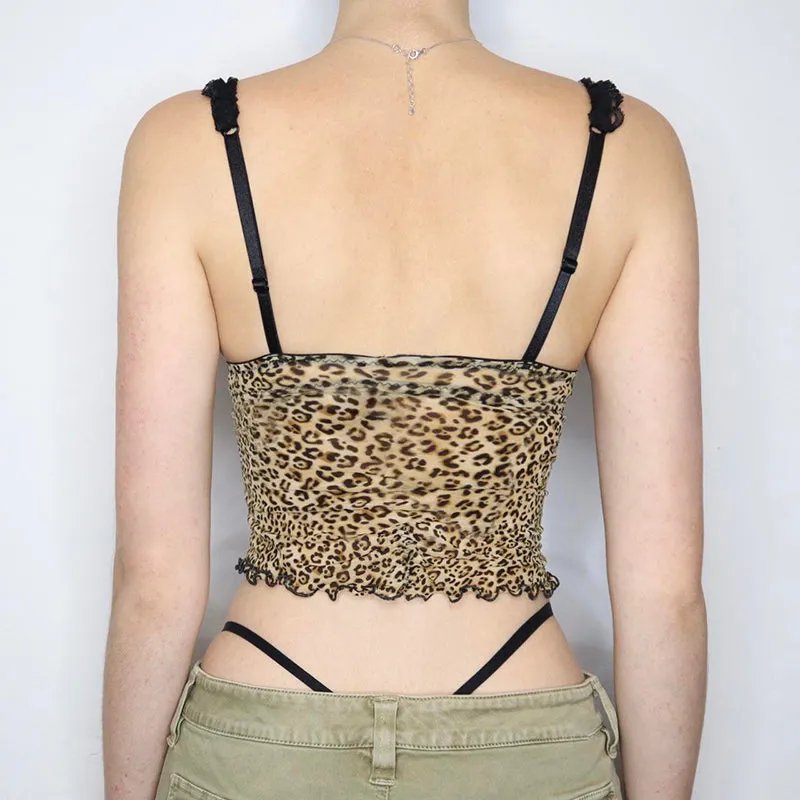 Toby Leopard Print Mesh Crop Top