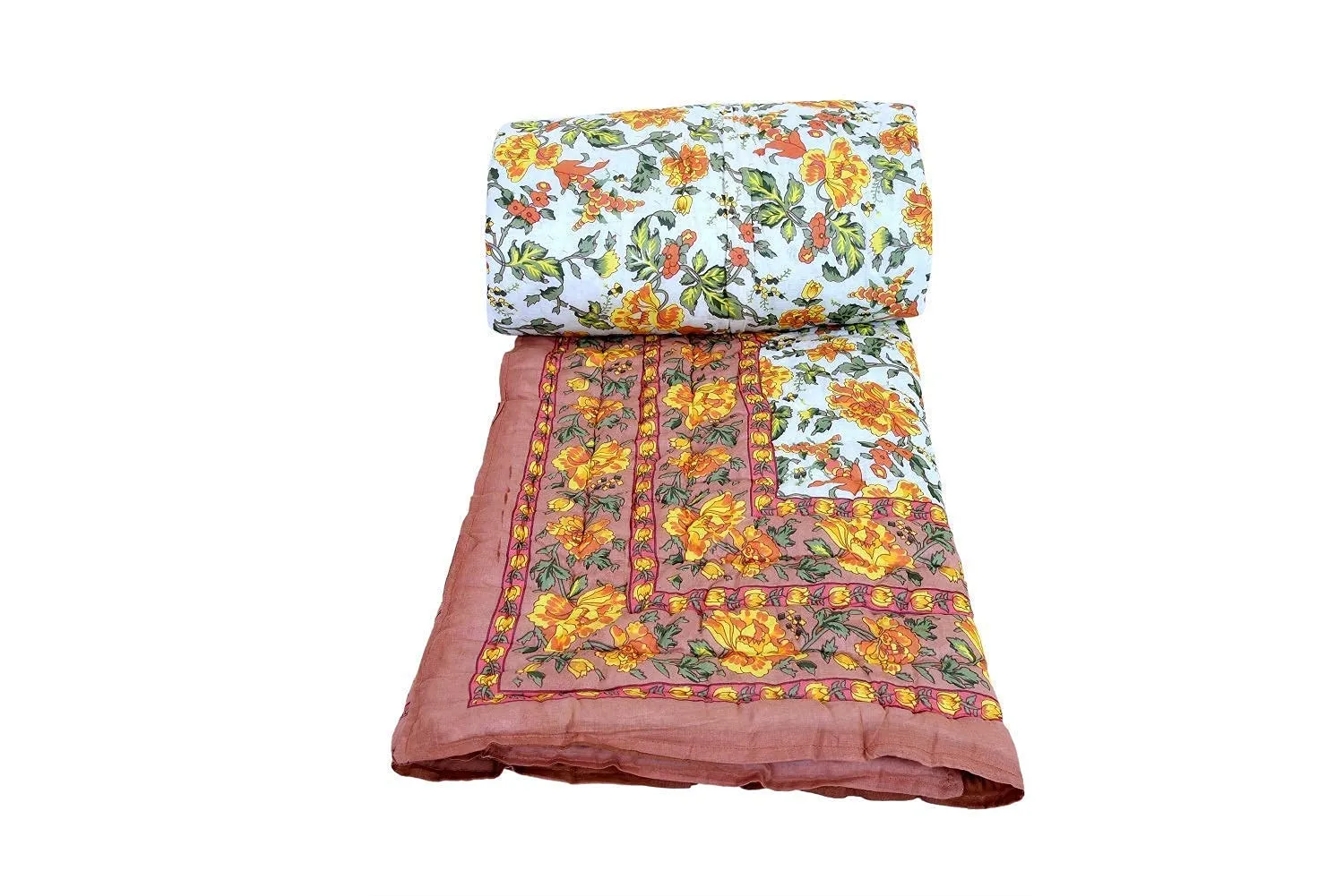 Vaani Enterprises Double Bed Jaipuri Razai/AC Quilt Organic Pure Cotton Jaipuri rajai/Rajasthani razai Double Bed for Winter/Cotton razai Double Bed, 90 x 108 inch, Lightweight