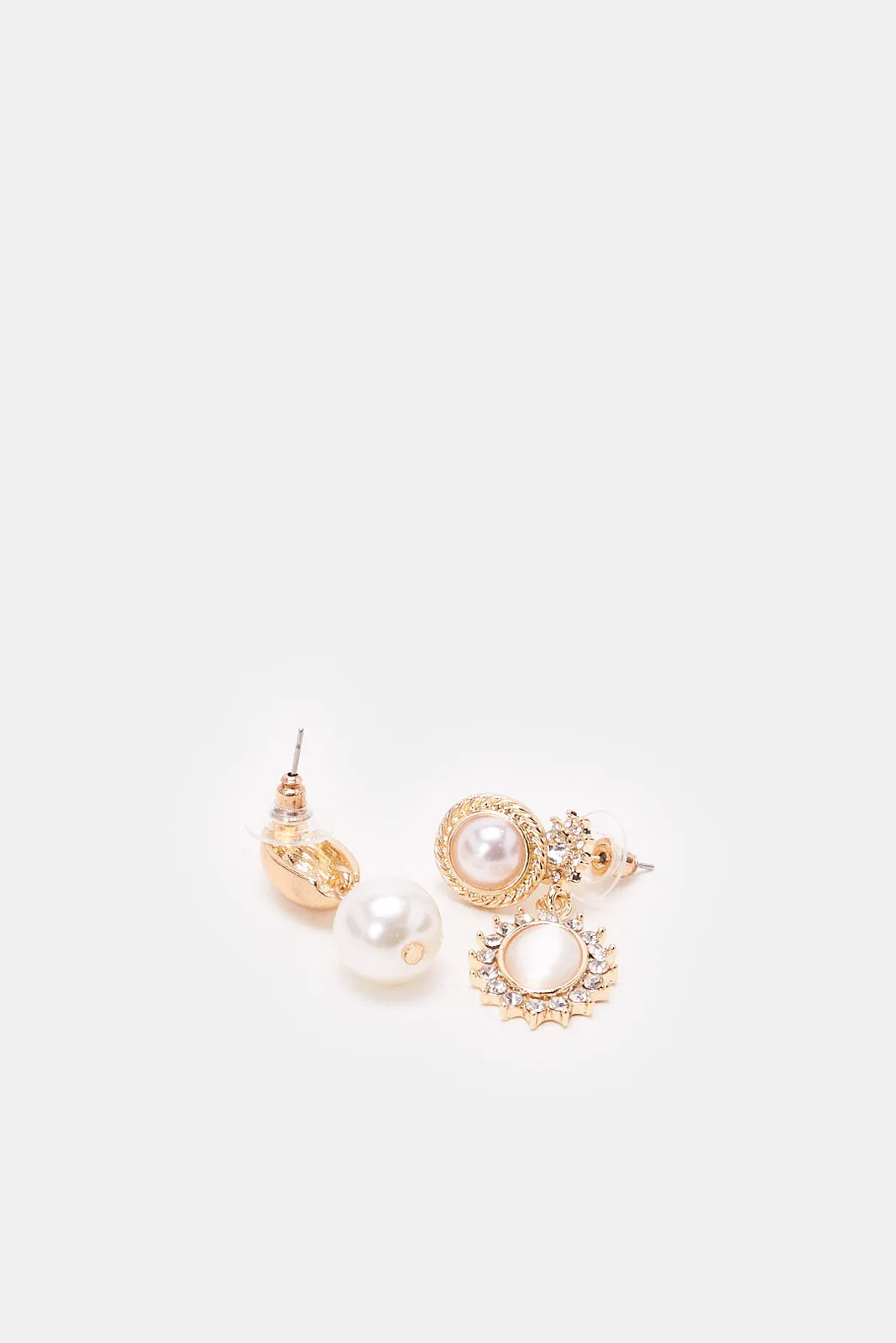 Women Gold Embellished Earrings (3 Piece)