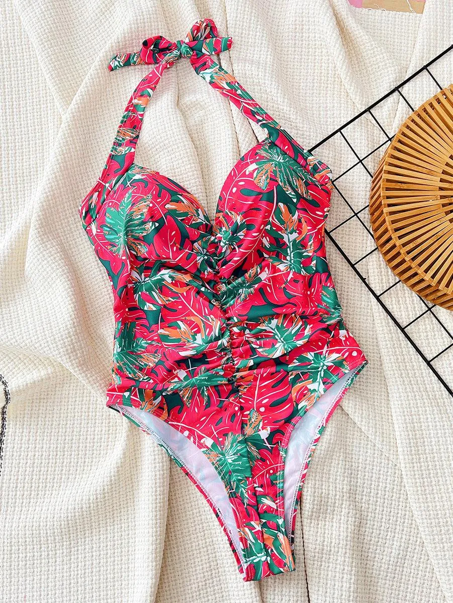 Women's Flowers Bathing Suits - Floral One-Piece Swimsuit