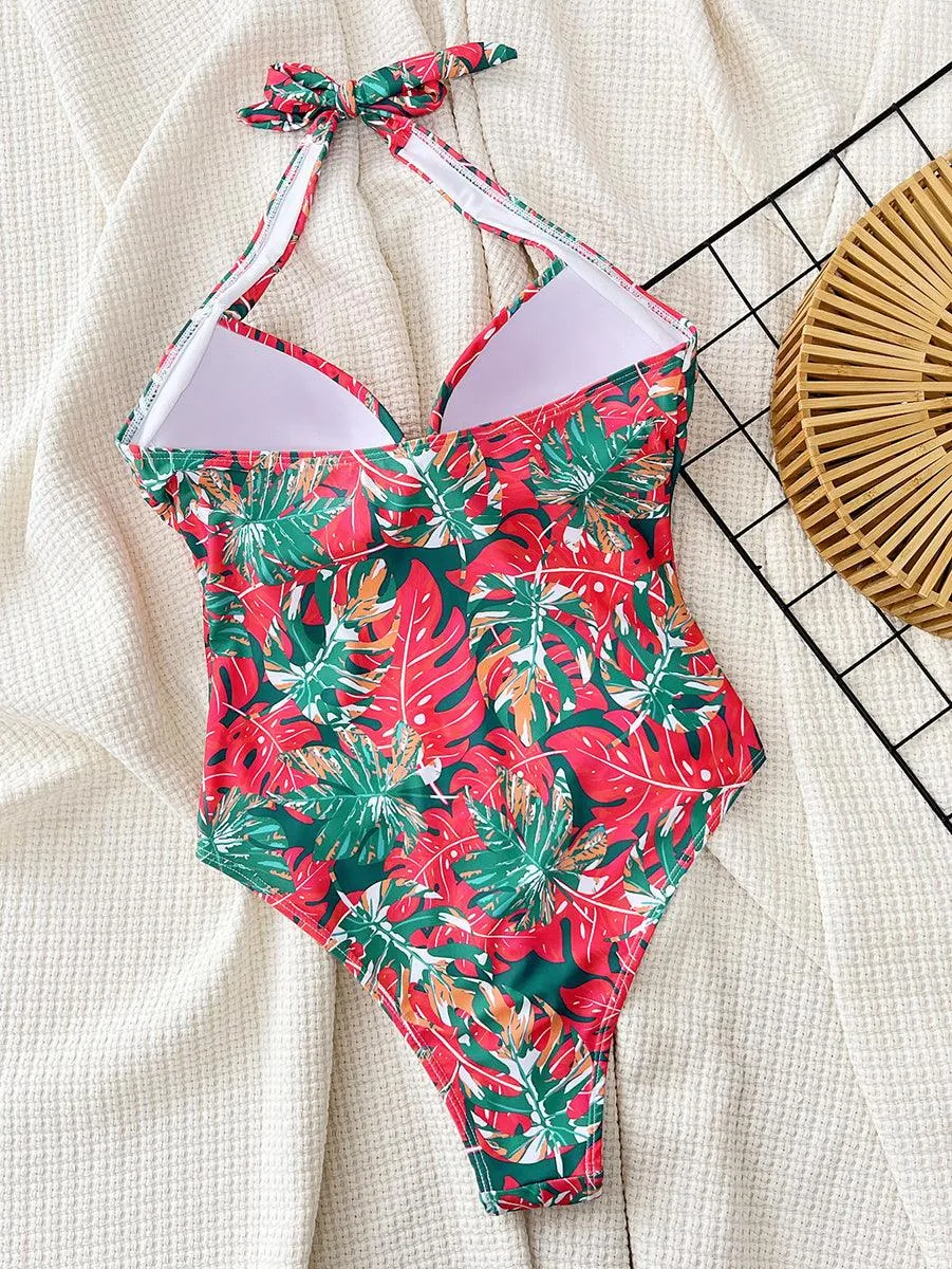 Women's Flowers Bathing Suits - Floral One-Piece Swimsuit