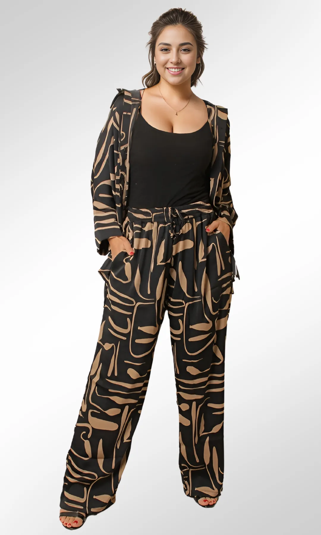 Women's Satin Suits print (Black)