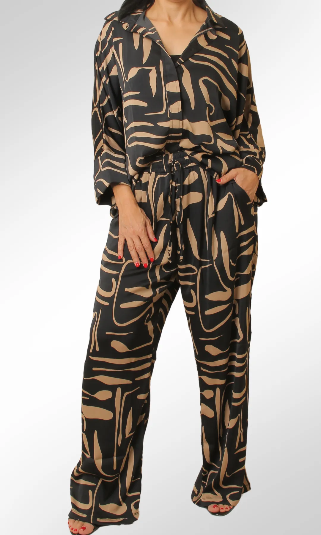 Women's Satin Suits print (Black)